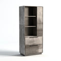 Armoire de chambre gris béton 60 x 40 x 180 cm en panneaux de particules mélaminés rectangulaire avec porte et tiroirs