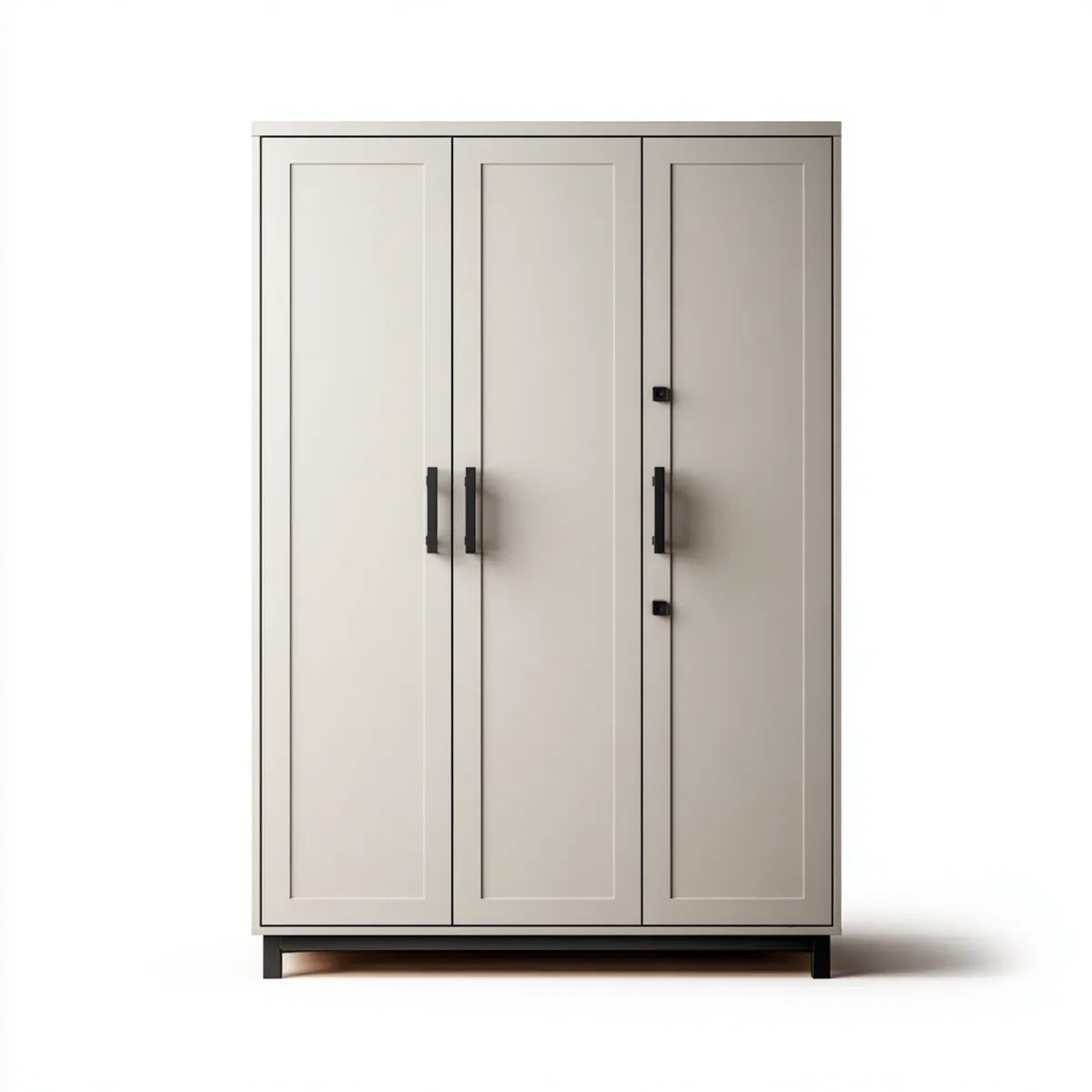 Armoire penderie 3 portes beige 150 x 55 x 200 cm en panneaux MDF rectangulaire