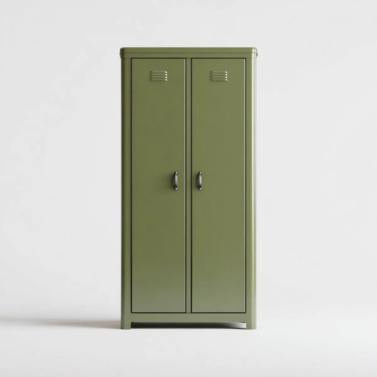 Armoire de chambre à 2 portes vert olive en acier 80 x 50 x 180 cm rectangulaire
