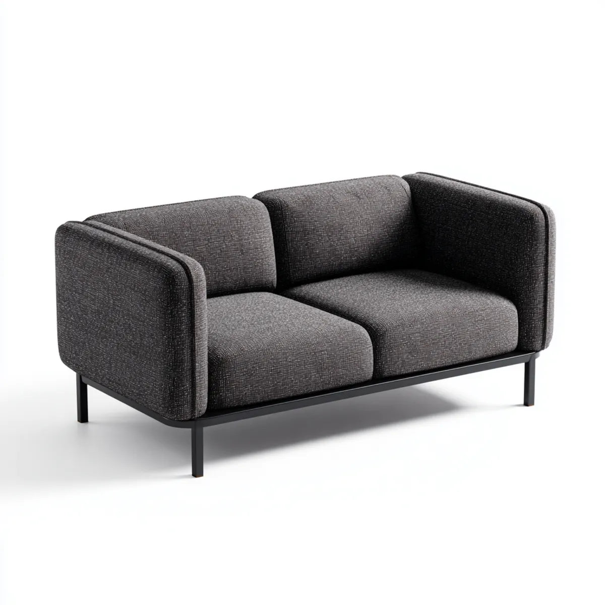 Canapé 2 places gris anthracite 160 x 85 x 78 cm en polyester forme droite