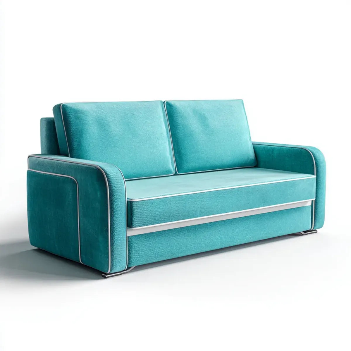 Canapé convertible 2 places turquoise en polyester 170 x 90 x 85 cm rectangulaire