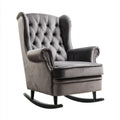 Fauteuil à bascule capitonné gris 75 x 90 x 105 cm en velours de polyester à dossier haut
