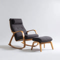 Fauteuil à bascule avec repose-pieds gris anthracite 68 x 94 x 100 cm structure en contreplaqué de bouleau courbé forme inclinée