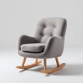 Fauteuil à bascule gris clair en polyester et bois massif forme enveloppante 68 x 95 x 98 cm