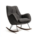 Fauteuil à bascule gris foncé en polyester avec structure en acier et patins en bois 75 x 100 x 100 cm