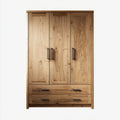 Armoire de chambre 3 portes 2 tiroirs chêne naturel 140 x 60 x 200 cm rectangulaire