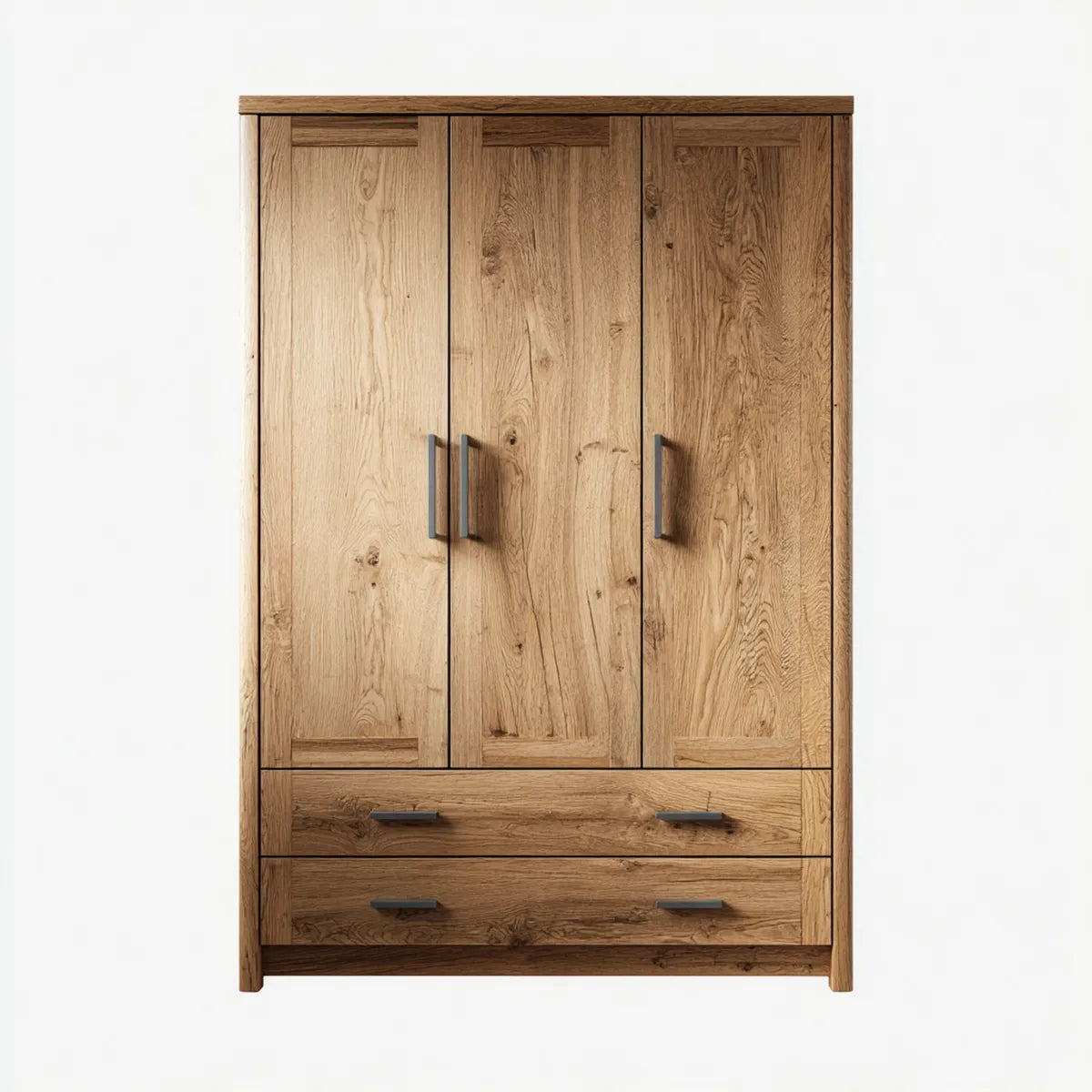 Armoire de chambre 3 portes 2 tiroirs chêne naturel 140 x 60 x 200 cm rectangulaire