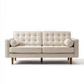 Canapé 3 places droit beige en polyester 200 x 85 x 86 cm avec pieds en hévéa