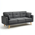 Canapé 3 places gris anthracite 210 x 88 x 86 cm polyester pieds en hévéa massif forme droite