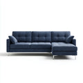 Canapé d’angle avec méridienne à droite bleu marine en polyester forme L 260 x 160 x 85 cm