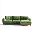 Canapé d’angle droit 3 places vert 280 x 160 x 85 cm en velours polyester forme L
