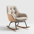 Fauteuil à bascule beige 71 x 92 x 99 cm en acier bois massif contreplaqué et polyester forme enveloppante