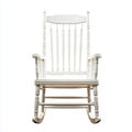 Fauteuil à bascule blanc en pin massif à dossier à barreaux 56 x 72 x 110 cm