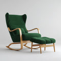 Fauteuil à bascule avec repose-pieds vert foncé en contreplaqué de bouleau et polyester 69 x 97 x 102 cm