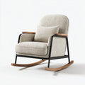 Fauteuil à bascule beige 68 x 92 x 100 cm en acier polyester et bois massif forme arrondie