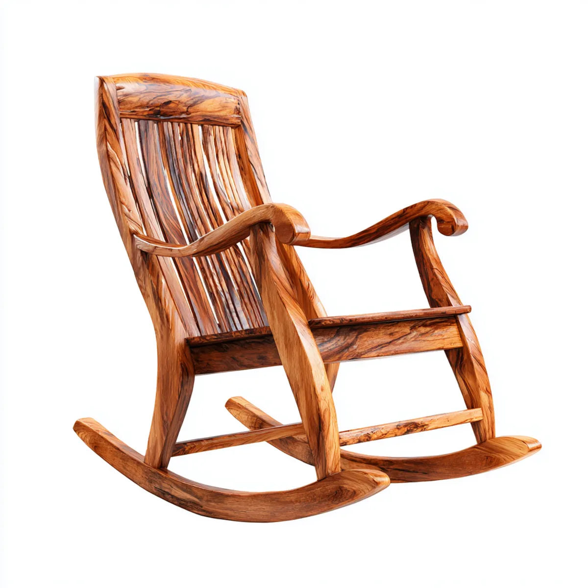 Fauteuil à bascule en acacia massif brun à dossier haut 100 x 65 x 100 cm