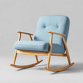 Fauteuil à bascule bleu clair en chêne massif et polyester 68 x 88 x 98 cm